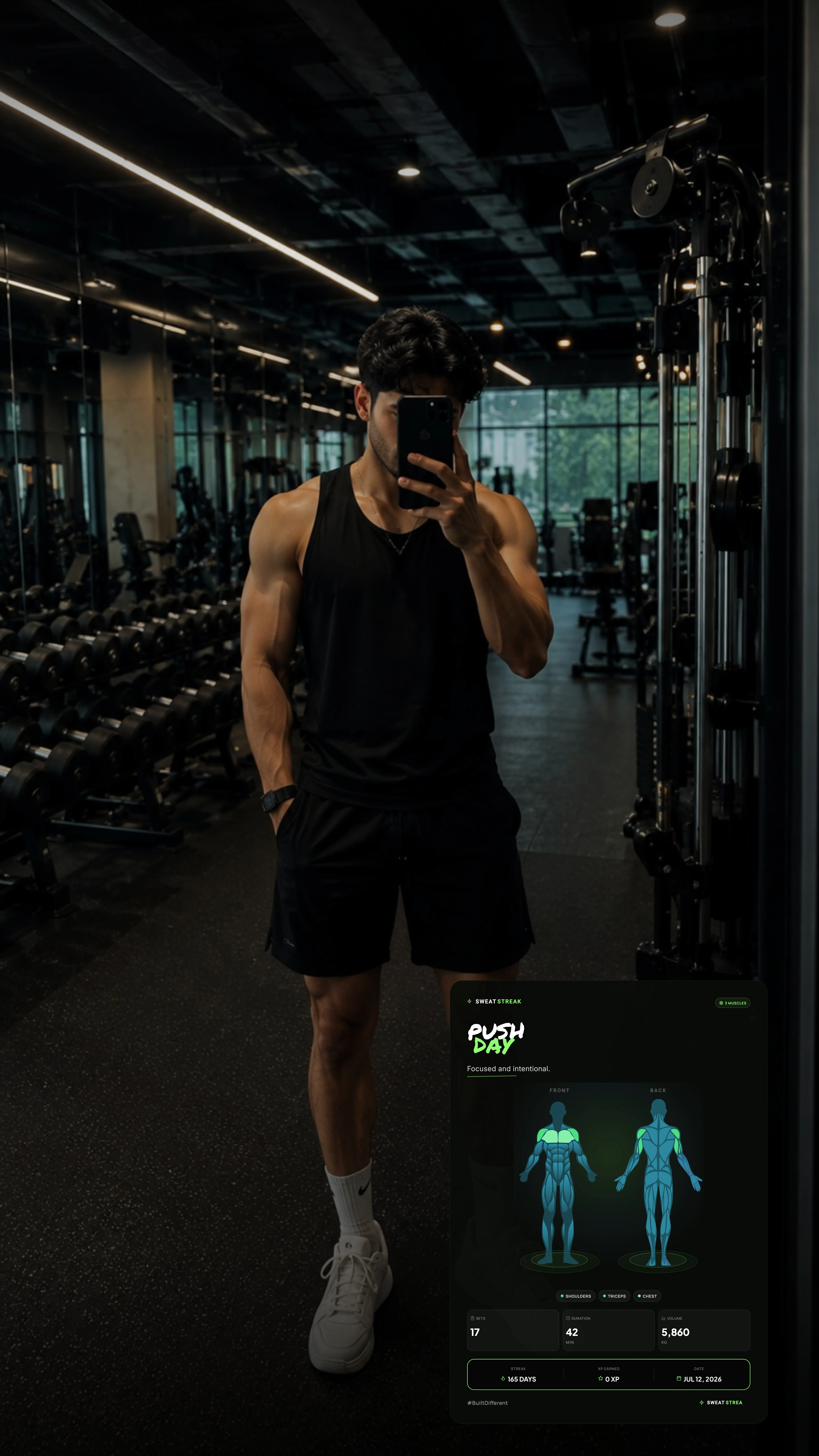 Body Map card shared as a real Instagram Story, shown on a phone in a gym